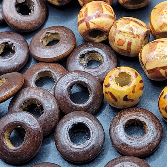 NEW-30 PC Mixed Lot of Wooden Large Hole European Beads - Picture 2 of 5